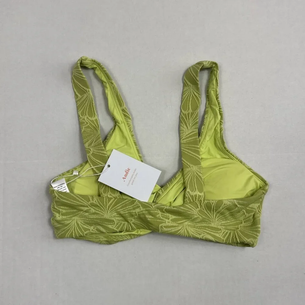 Andie‎ Women's XS Portofino Embossed Twist Bikini Top Daiquiri Green NWT 9566